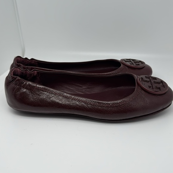 Tory Burch Minnie Travel Leather Plum Burgundy Ballet Flats Slip on Size 7 - NEW - Picture 9 of 16